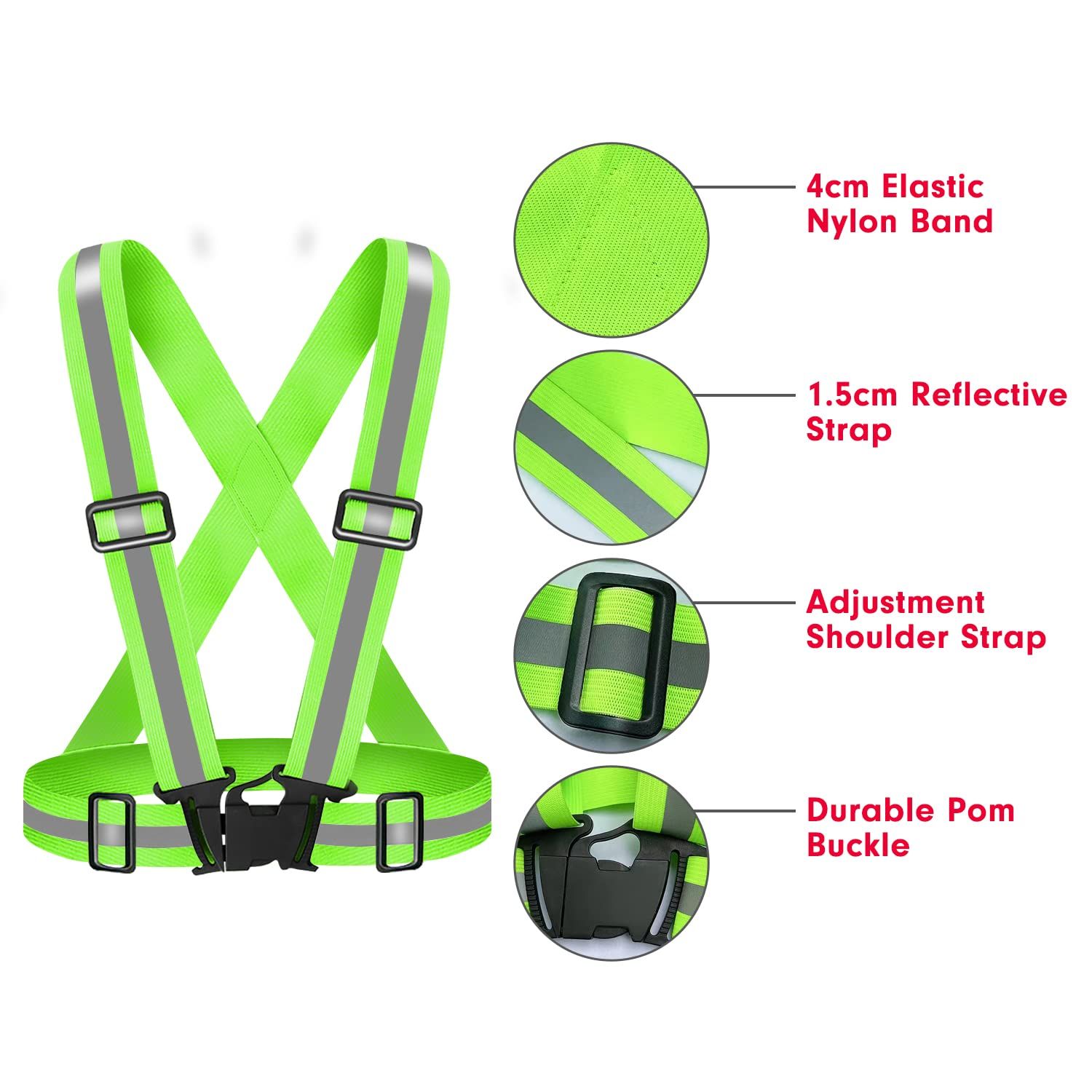 High Visibility Reflective Vest Safety Vest Running Reflective Gear Adjustable view 3