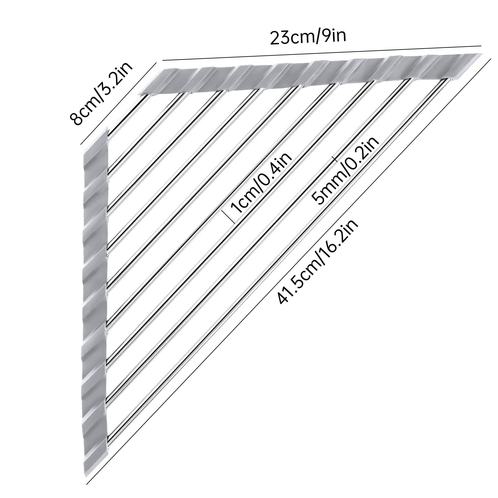 Triangle Roll-Up Dish Drying Rack for Sink Corner Small Foldable Stainless view 5