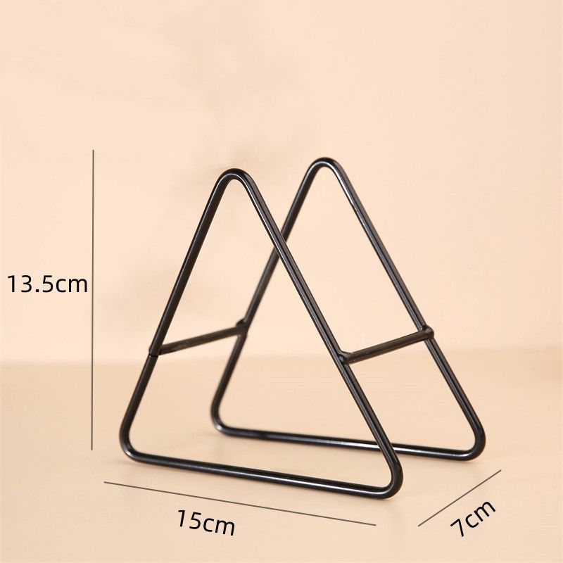 Triangle Coaster Holder Black Iron Metal Holder Storage Caddy for Both Round view 5