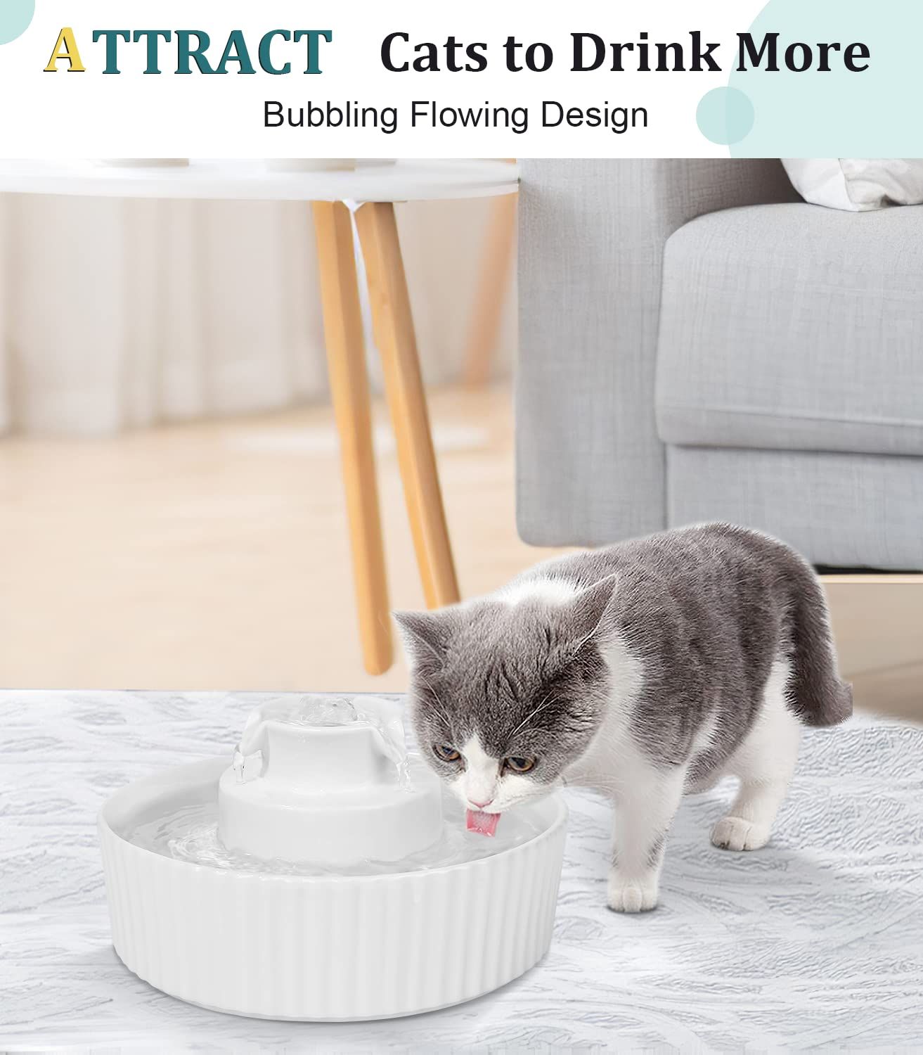 Ceramic Cat Water Fountain view 4