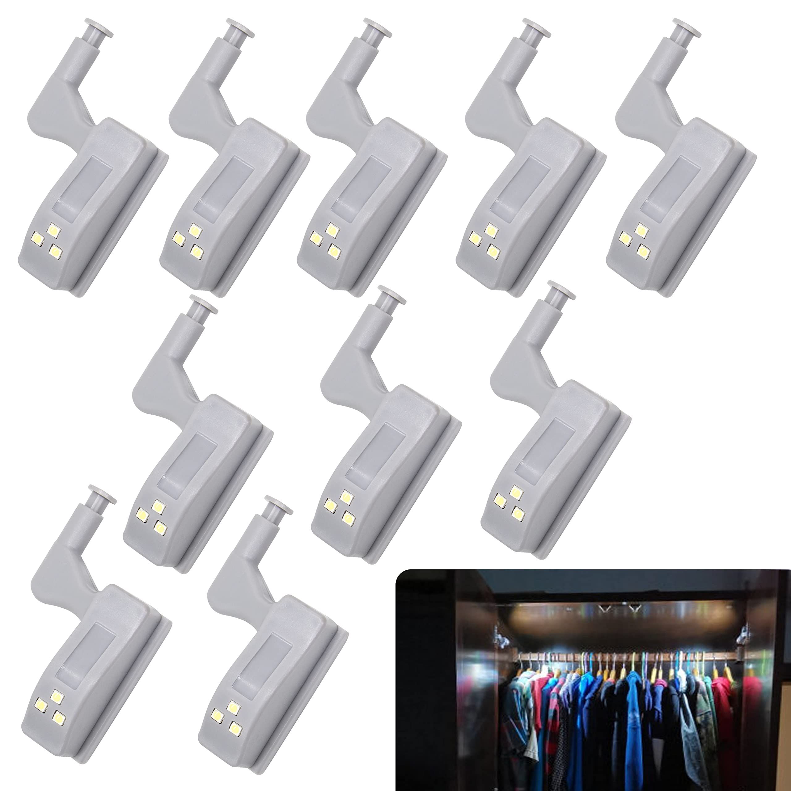 10Pcs Hinge LED Sensor Light/Cool White for Light-Kitchen Cabinet Cupboard
