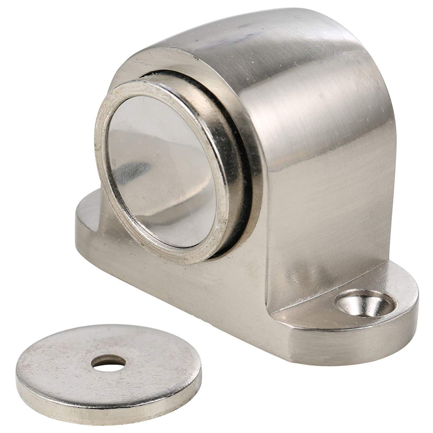 Alloy Magnetic Door Stopper Brushed Finish with Round Catch Floor Mounted view 3