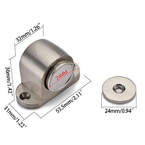 Alloy Magnetic Door Stopper Brushed Finish with Round Catch Floor Mounted view 5