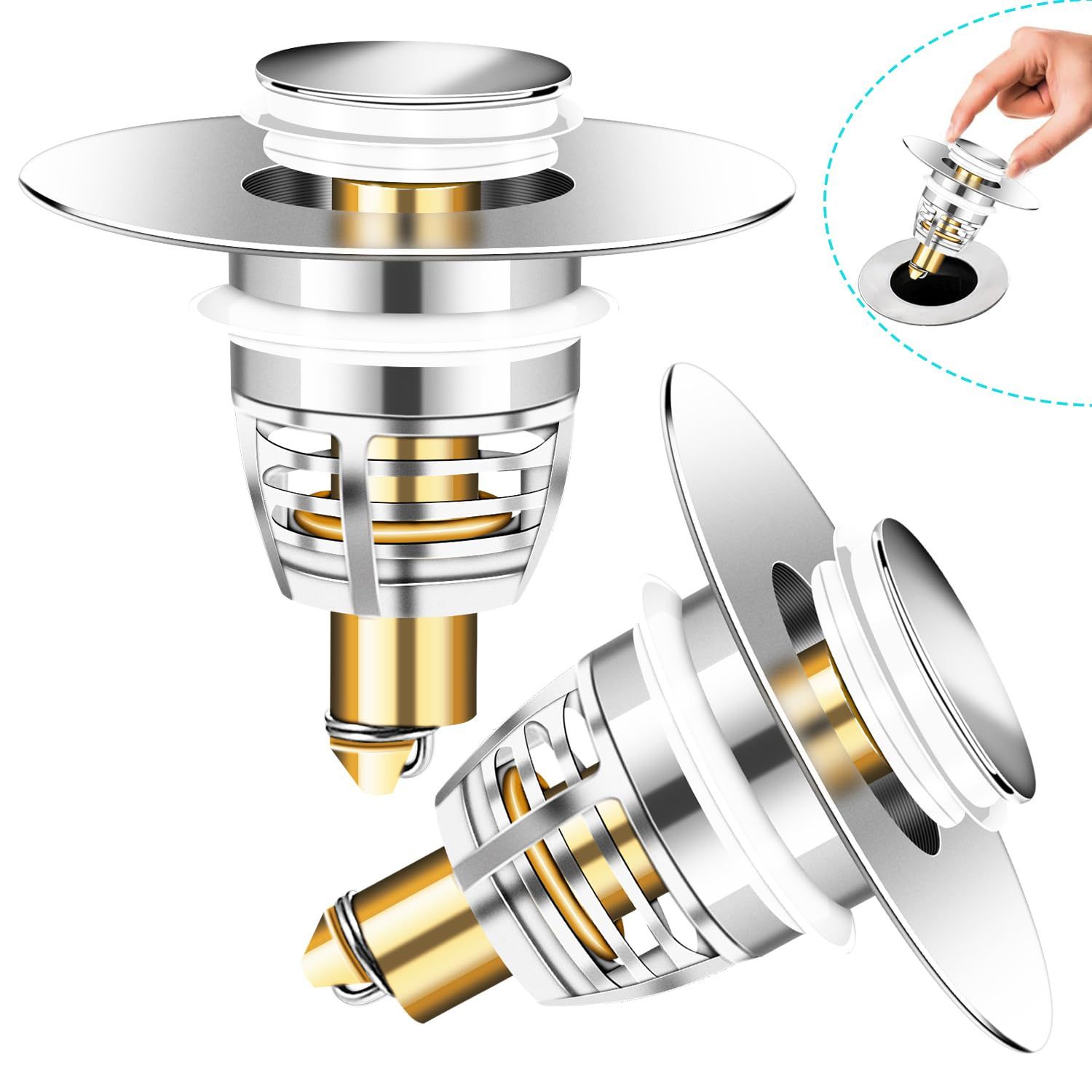 2 Pack Metal Universal Bathroom Sink Stopper