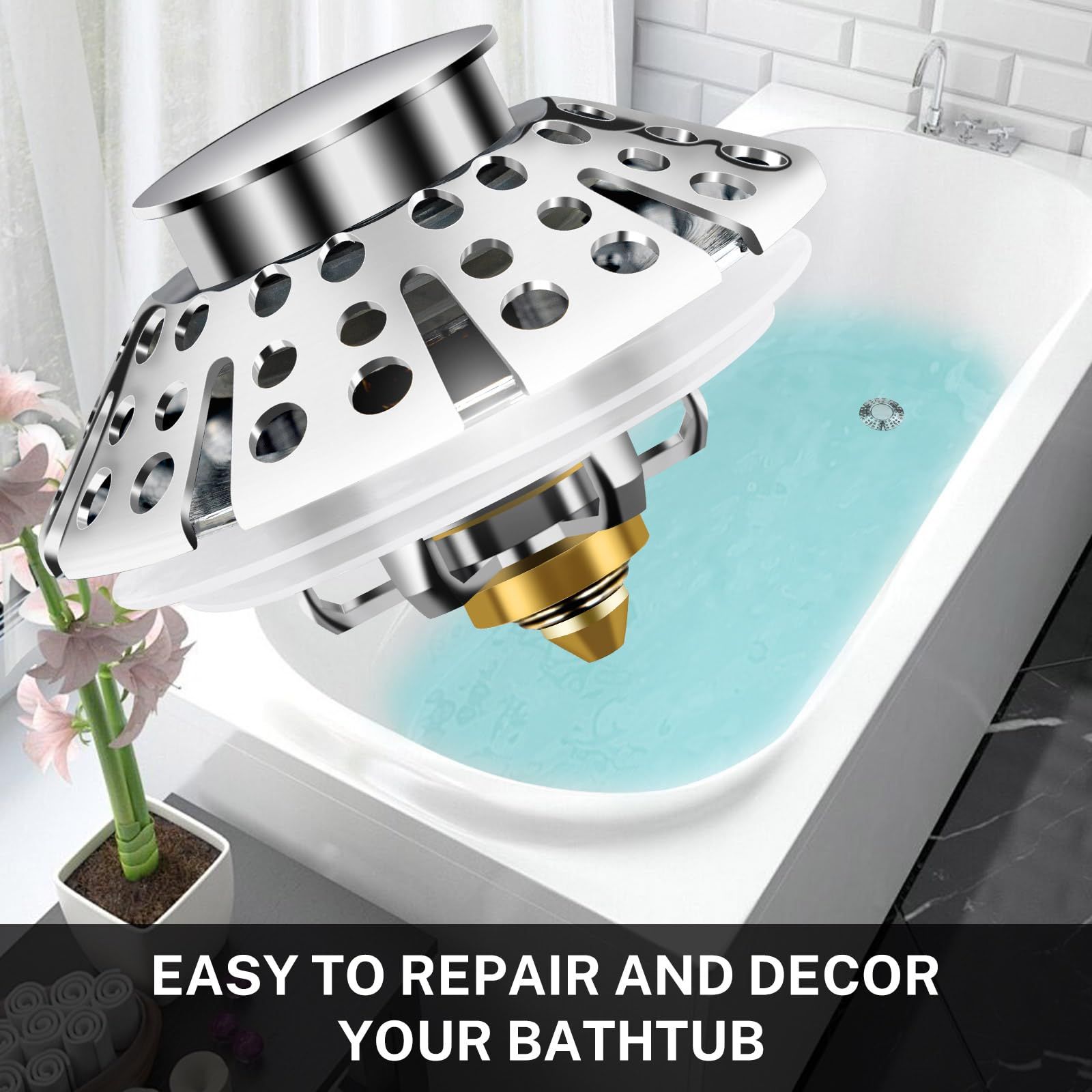 Bathroom Sink Stopper Universal 3 in 1 Pop Up Tub Drain for 1-3/8'' ~ 2'' Bath view 2