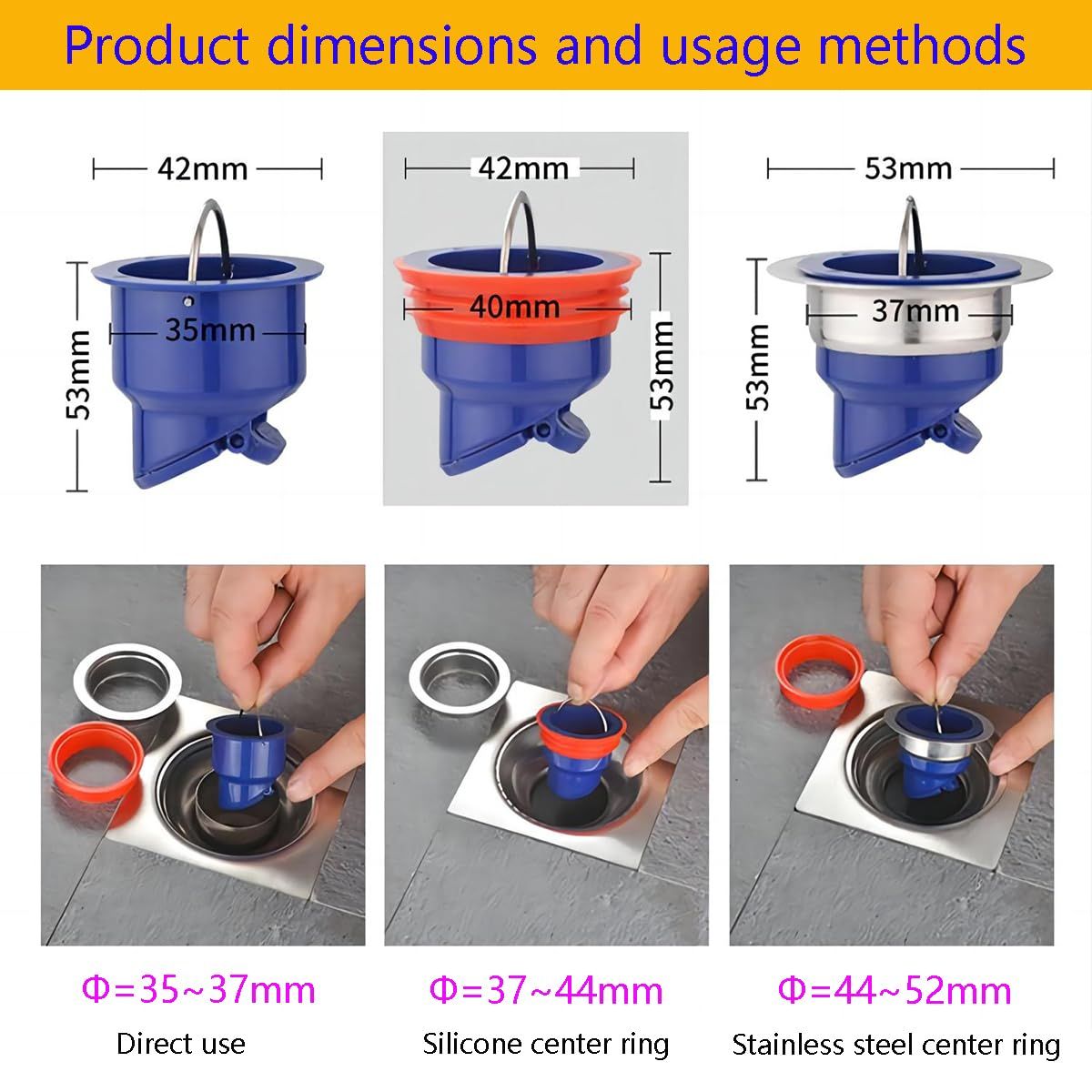 2 PCS Shower Floor Drain Drain Core Plug view 4