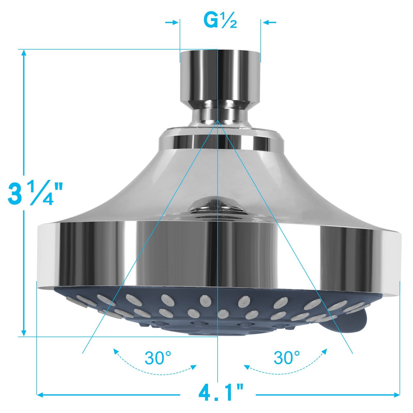 Shower Head High Pressure Rain Fixed Showerhead 5-Setting with Adjustable view 5