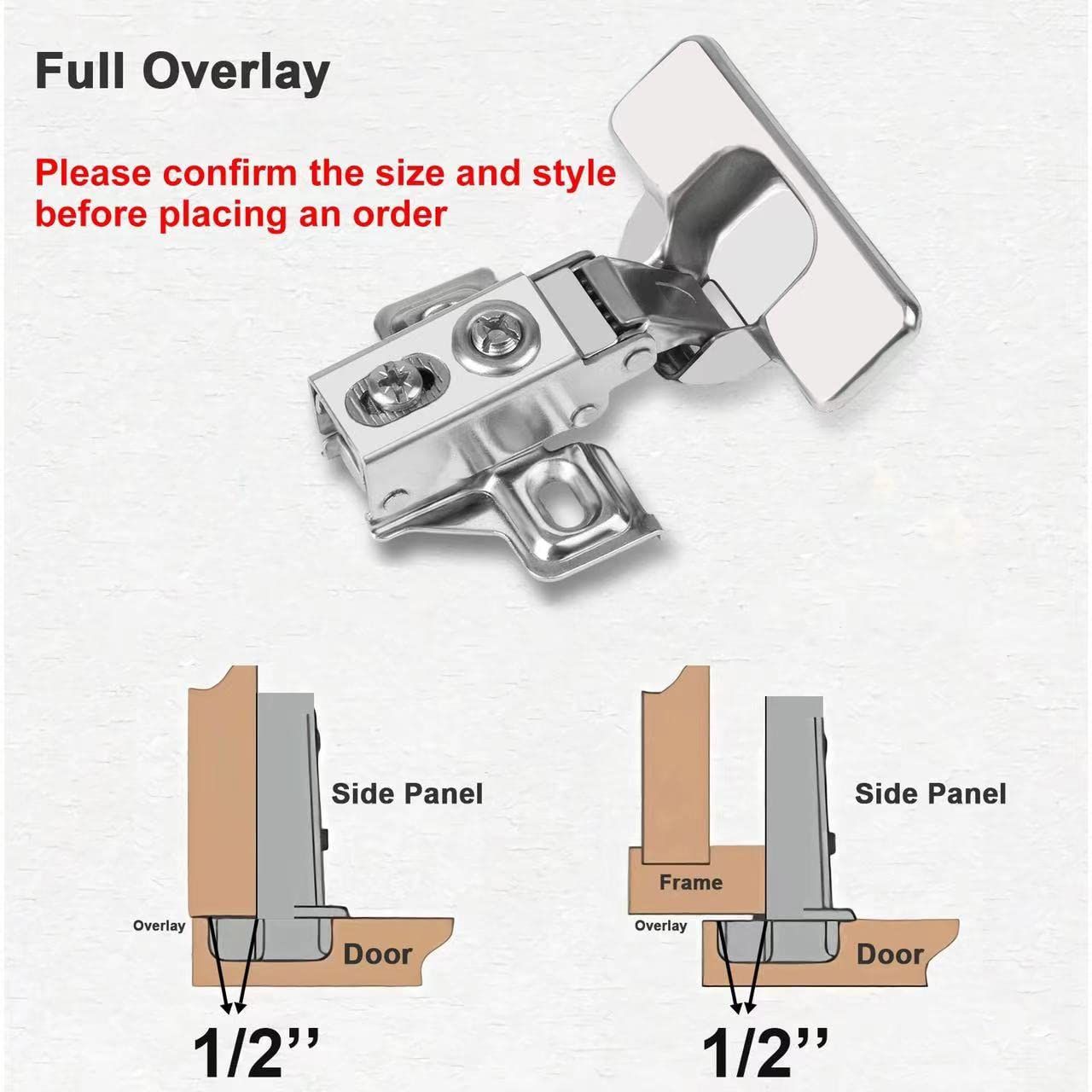 4 Pack -Full Overlay Soft Close Cabinet Hinges Brushed Nickel ，Stainless view 3