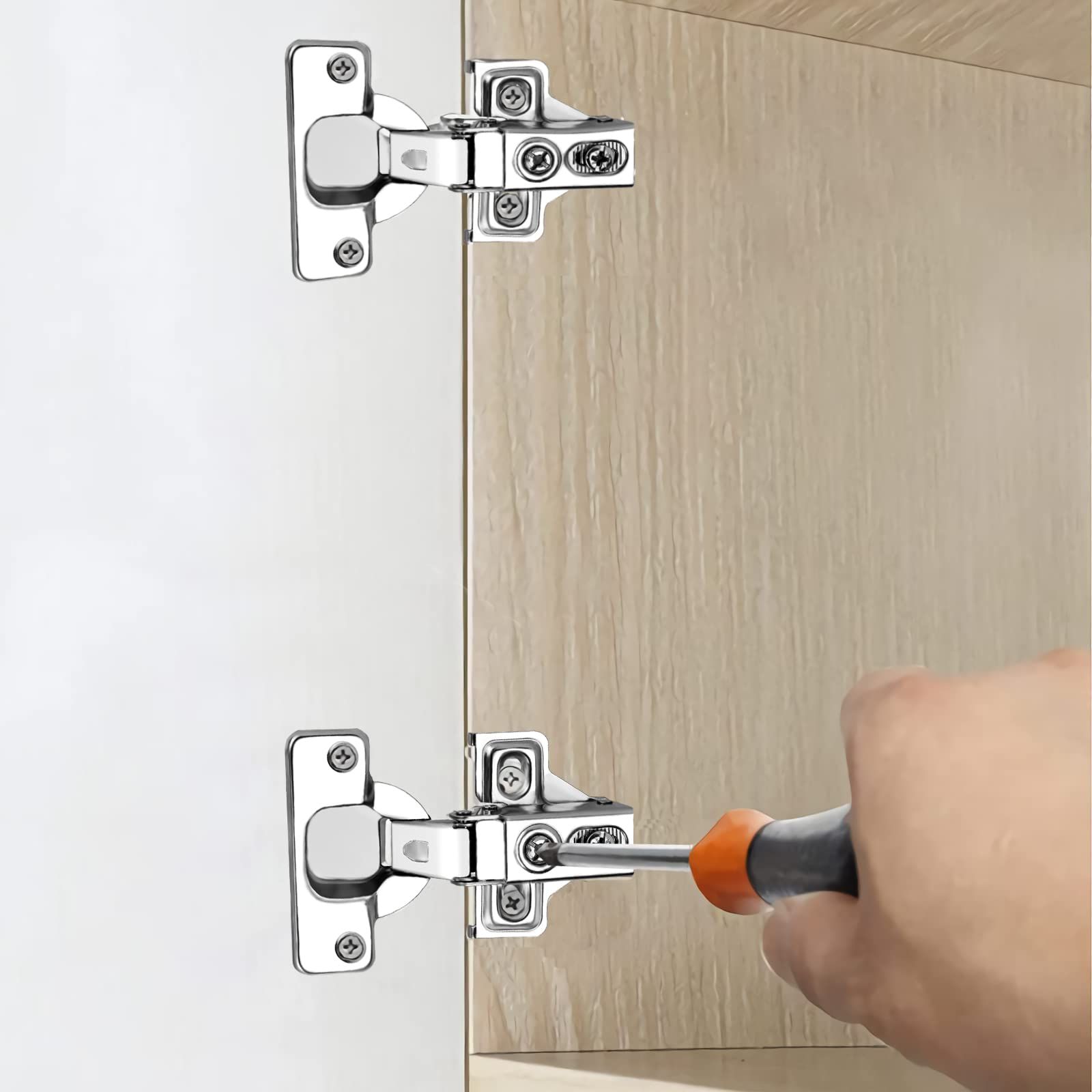 4 Pack -Full Overlay Soft Close Cabinet Hinges Brushed Nickel ，Stainless view 5