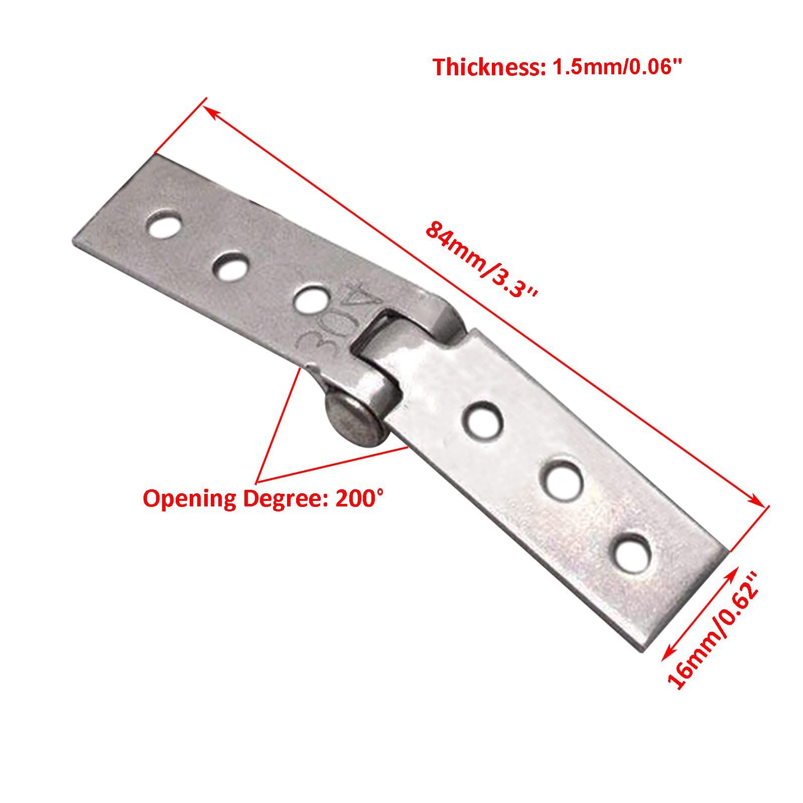 2Pcs 3 inch Silver Folding Butt Hinges Stainless Steel Furniture Door Window view 4