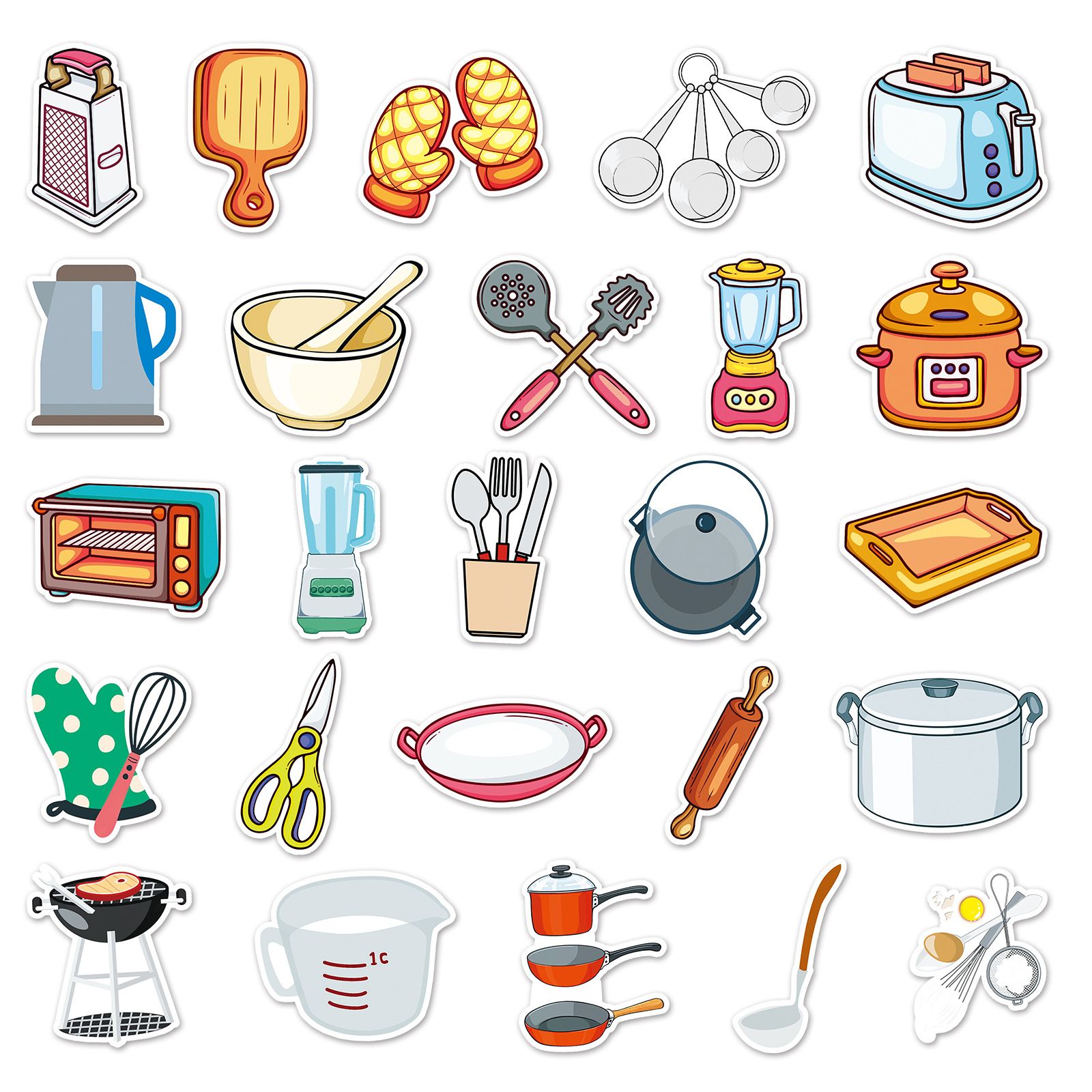 Kitchen Supplies Stickers - 50 Pcs Cartoon Waterproof Decals DIY for Party view 3