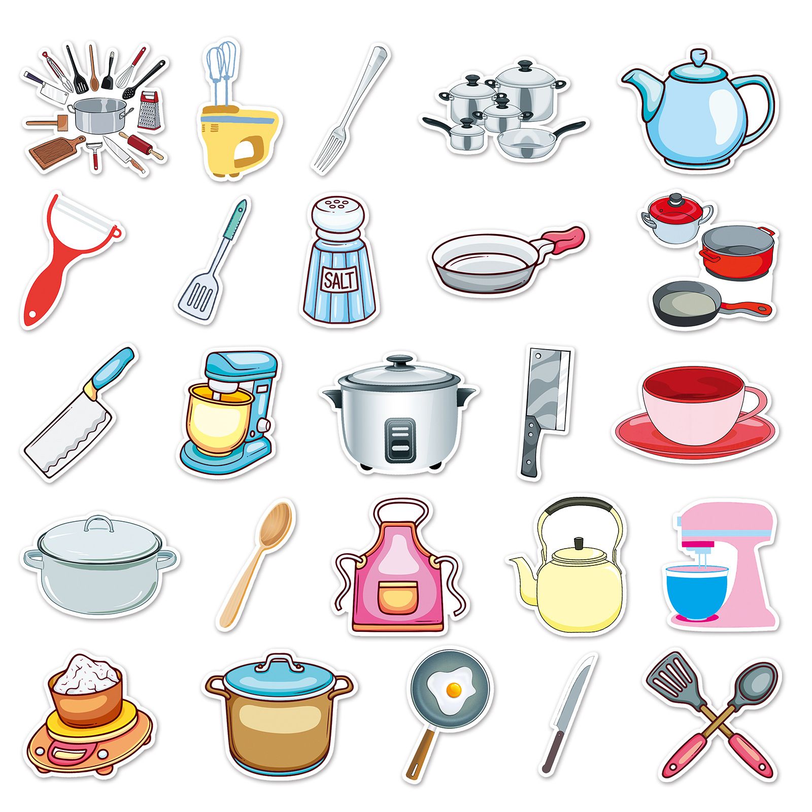 Kitchen Supplies Stickers - 50 Pcs Cartoon Waterproof Decals DIY for Party view 4