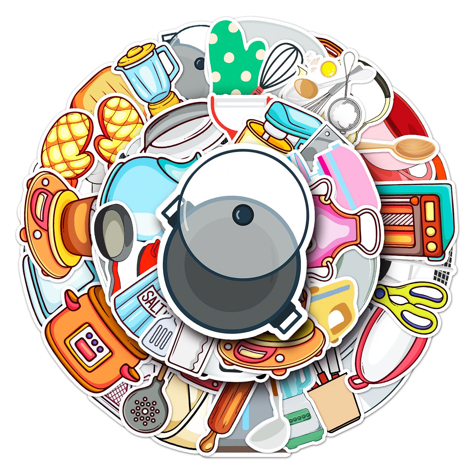 Kitchen Supplies Stickers - 50 Pcs Cartoon Waterproof Decals DIY for Party view 5
