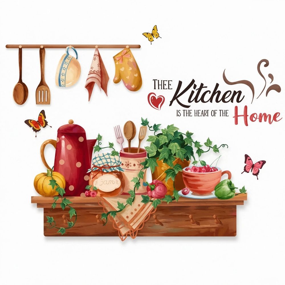 Bowl Kitchenware Utensil Shelf Wall Stickers — image 1