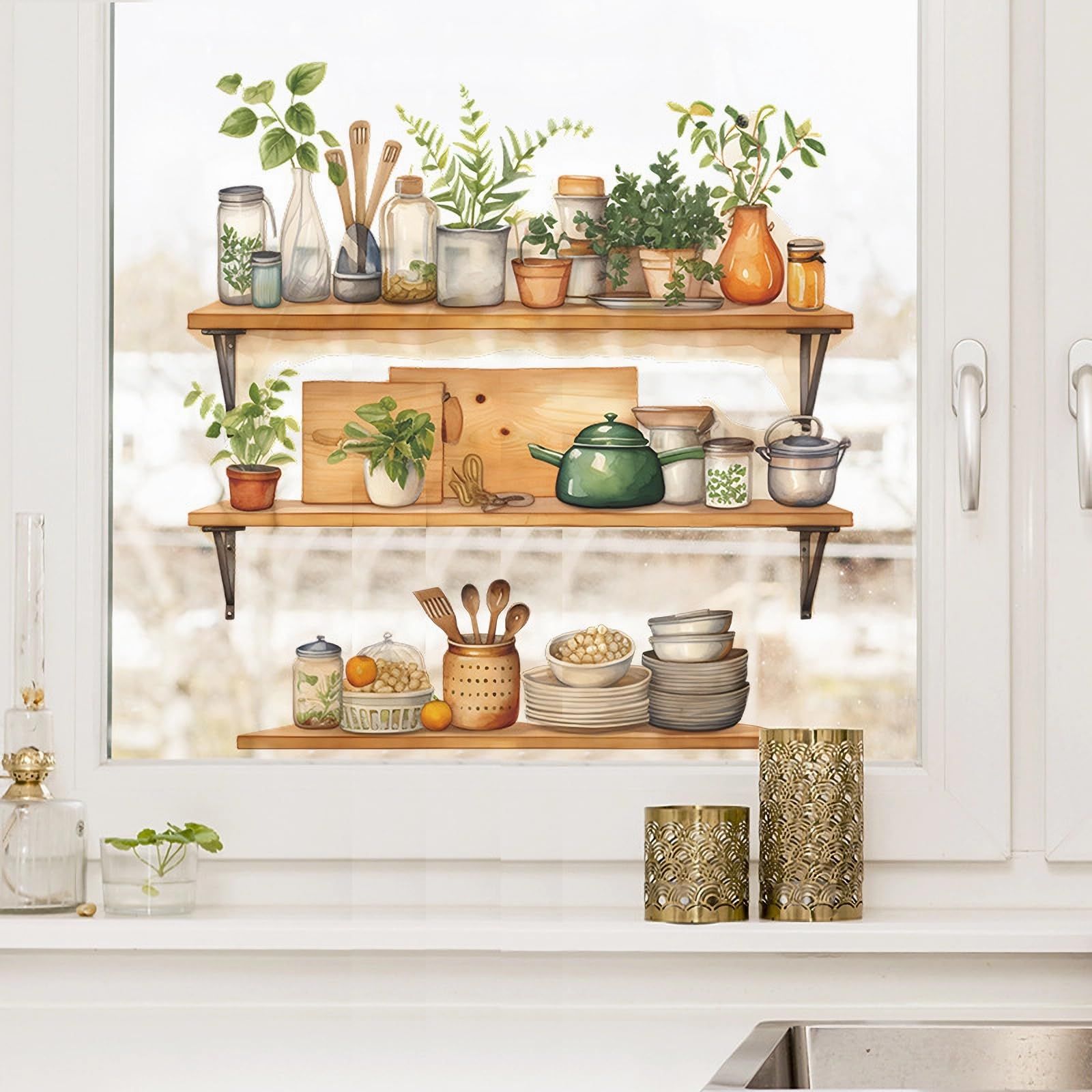 Bowl Kitchenware Utensil Shelf Wall Stickers view 4