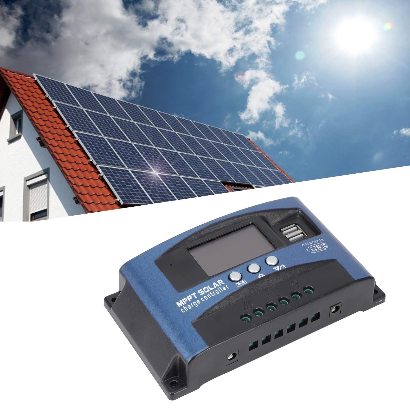 Solar Charge Controller 12/24V-30A Solar Panel Charge Controller MPPT view 2