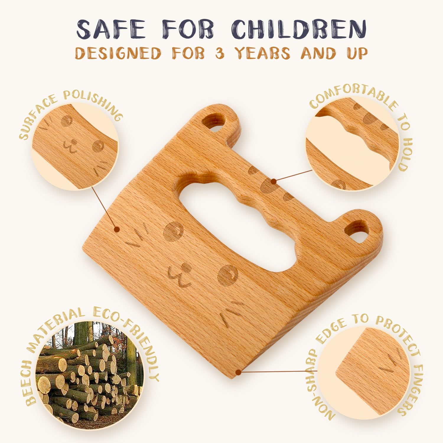 Wooden Kids Knife for Cooking and Cutting Fruits view 2