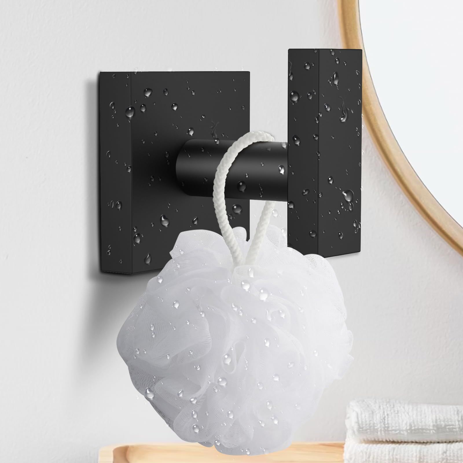 4-Pack Bathroom Hooks Hand Towel Holder Matte Black Wall Hooks for Livingroom view 3