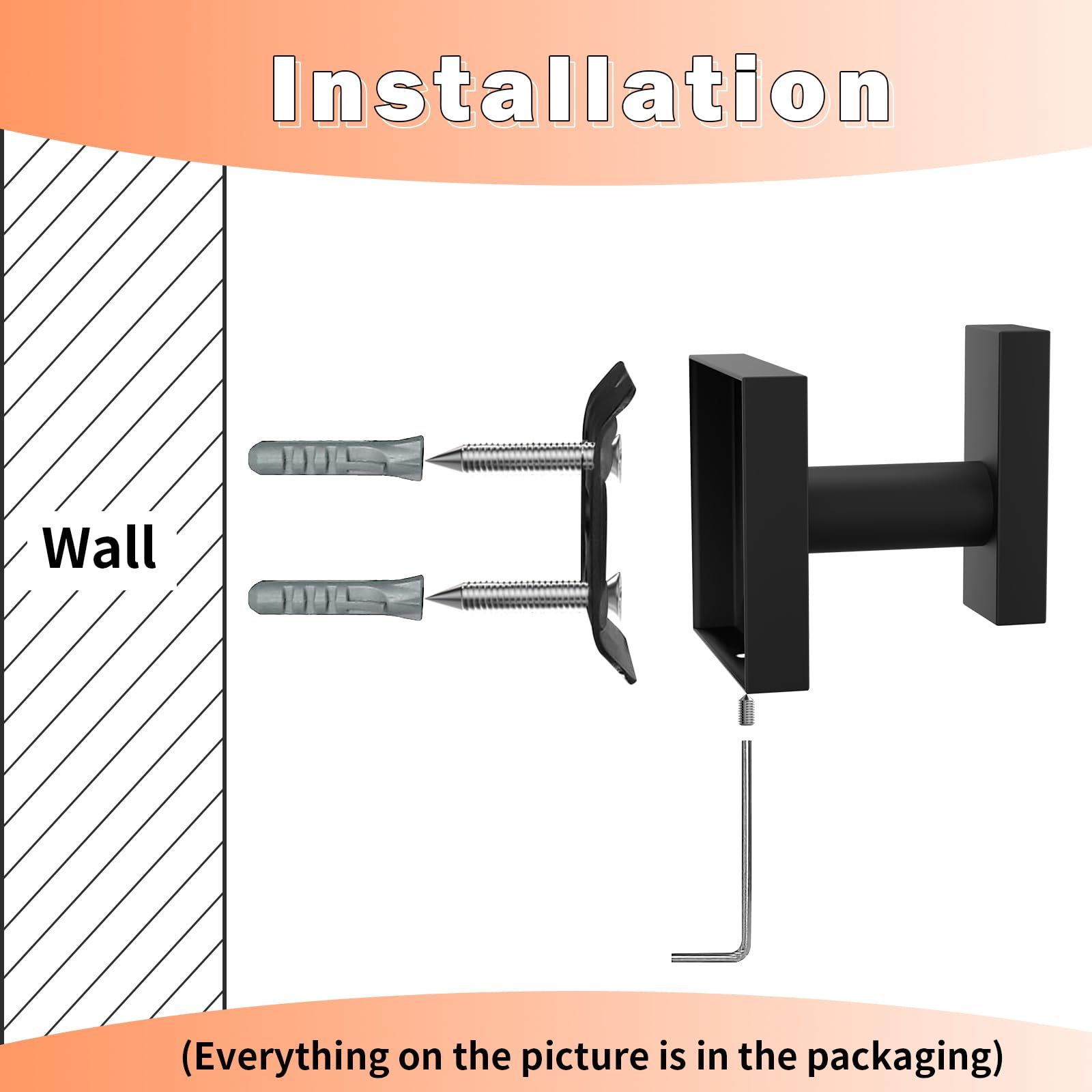 4-Pack Bathroom Hooks Hand Towel Holder Matte Black Wall Hooks for Livingroom view 5