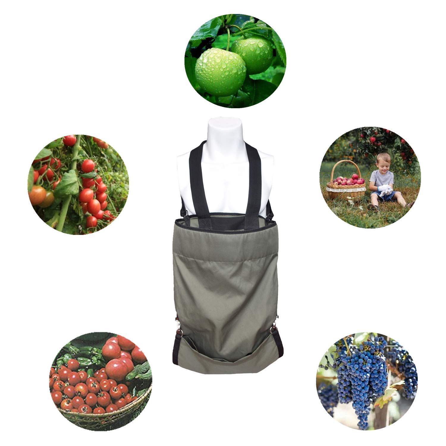 Large Garden Harvest Picking Apron with Deep Pocket Oxford Fruit&Vegetable view 5