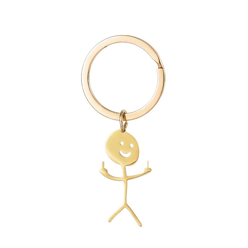 Funny Doodle Stainless Steel Keychain Middle Finger Keyring Long Distance view 2