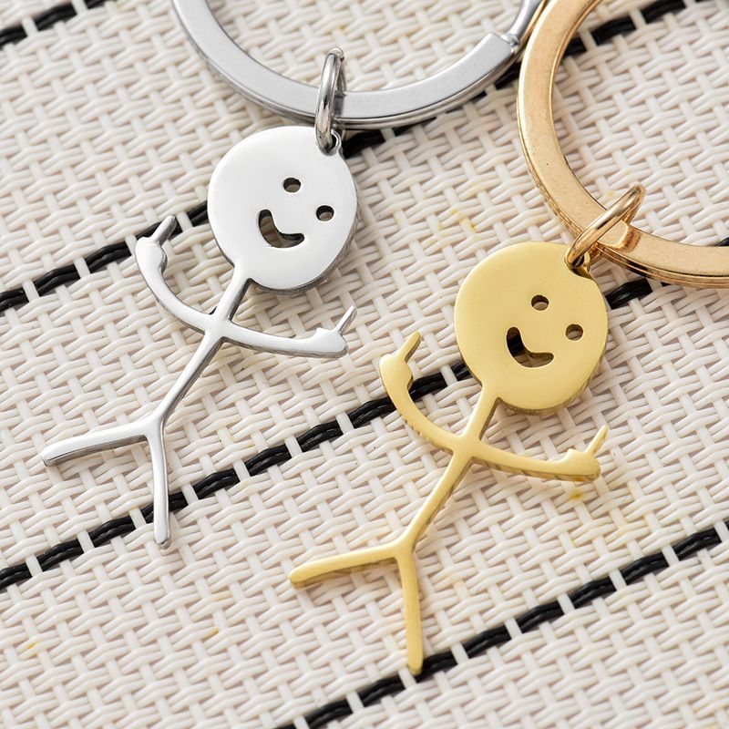 Funny Doodle Stainless Steel Keychain Middle Finger Keyring Long Distance view 3