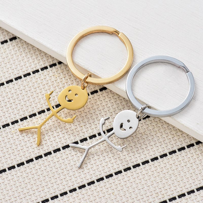 Funny Doodle Stainless Steel Keychain Middle Finger Keyring Long Distance view 5