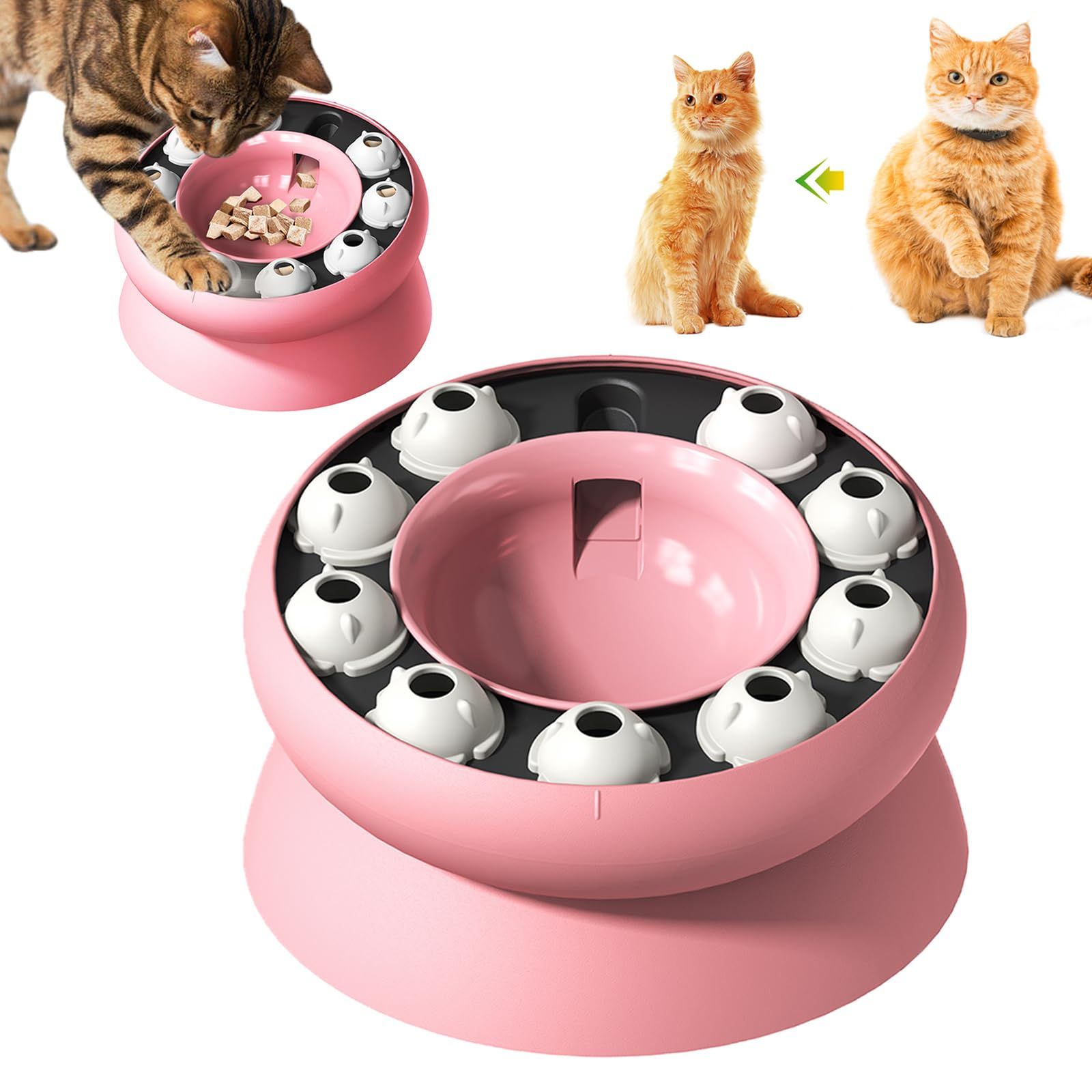 Cat Slow Feeder, Raised Cat Dog Food Bowls with Stand,Cat Puzzles Feeder — image 1