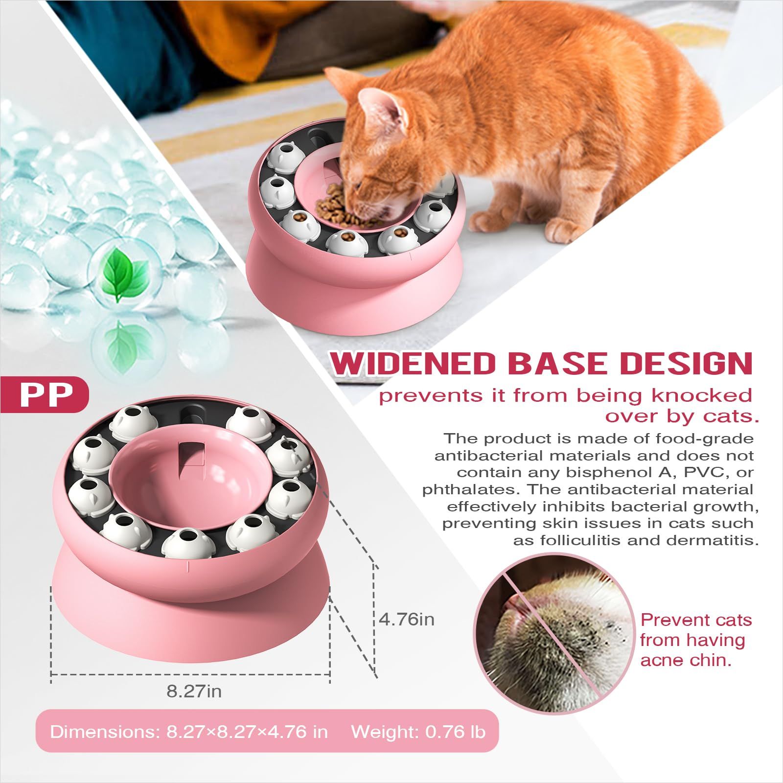 Cat Slow Feeder, Raised Cat Dog Food Bowls with Stand,Cat Puzzles Feeder view 4
