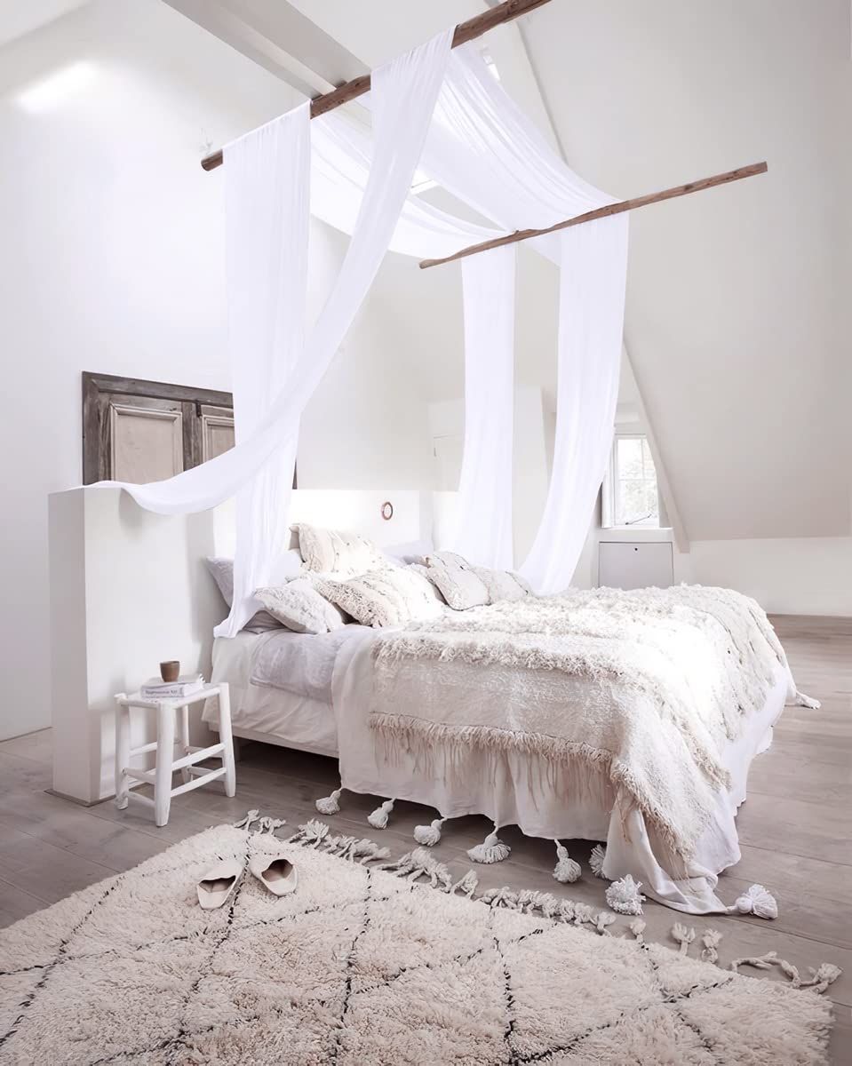 Canopy Bed Curtains Panels 236 - Home Decoration Sheer Voile Scarf Valance for view 2