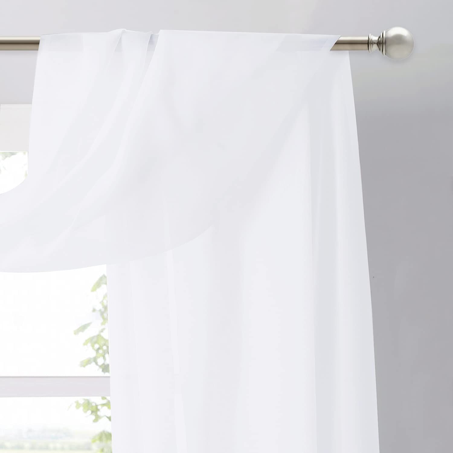 Canopy Bed Curtains Panels 236 - Home Decoration Sheer Voile Scarf Valance for view 5