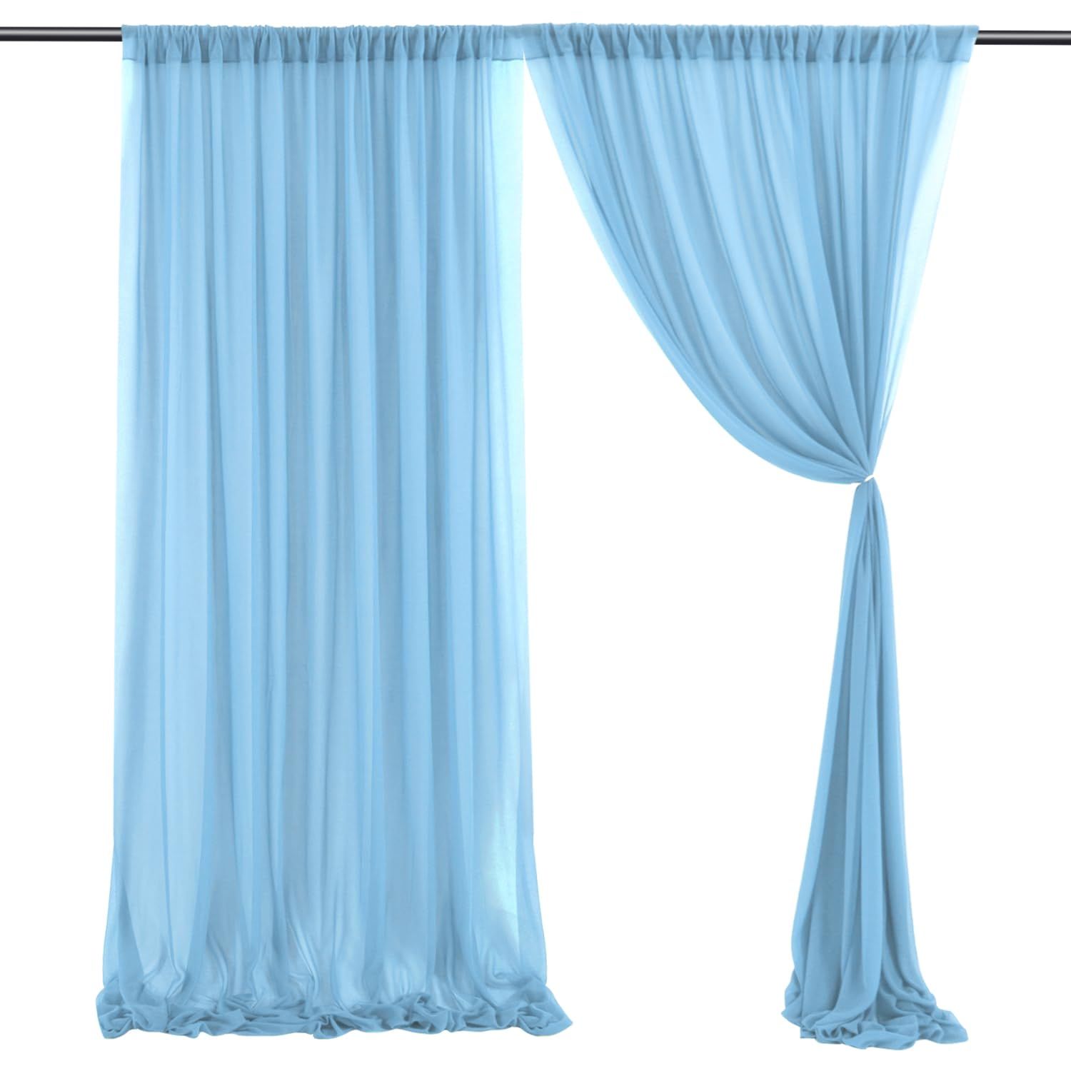 10x10ft Chiffon Backdrop Stage Curtains Baby Blue Chiffon Backdrop Drapes view 5