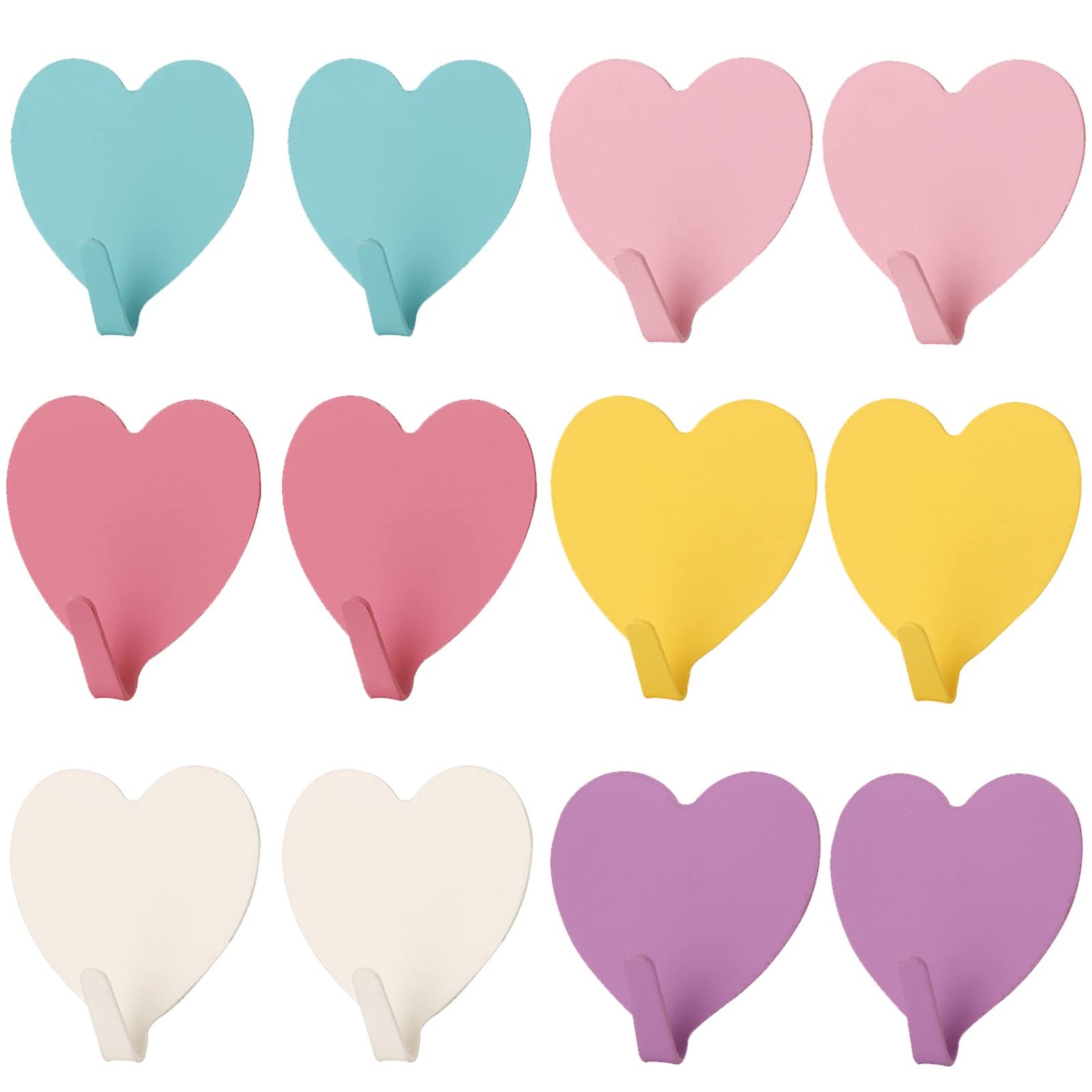 12 Pack Heart Shaped Decorative Wall Hooks