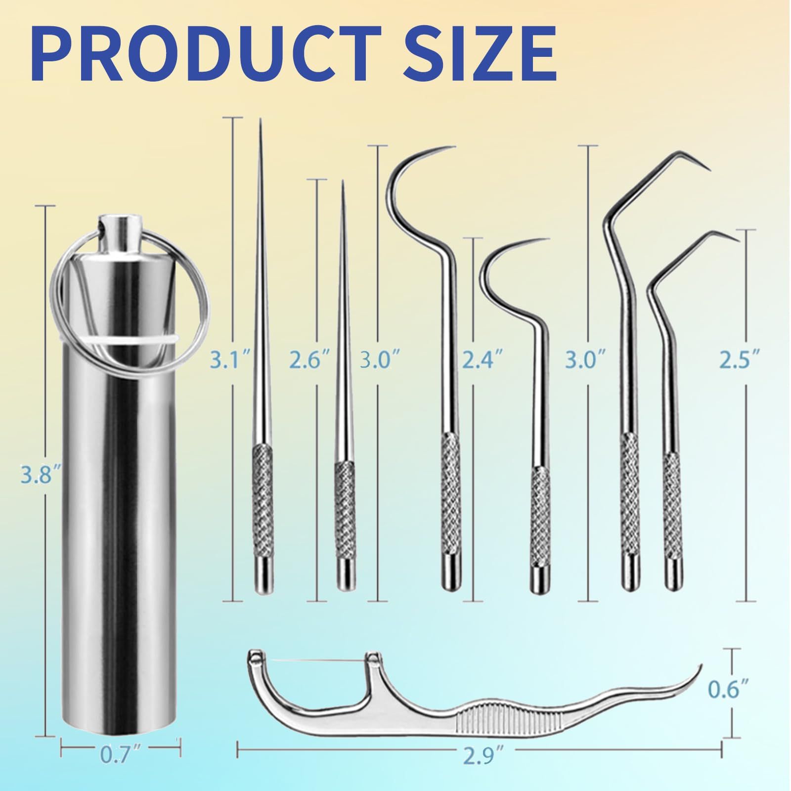Metal Toothpicks for Teeth Set (7Pcs ) view 2