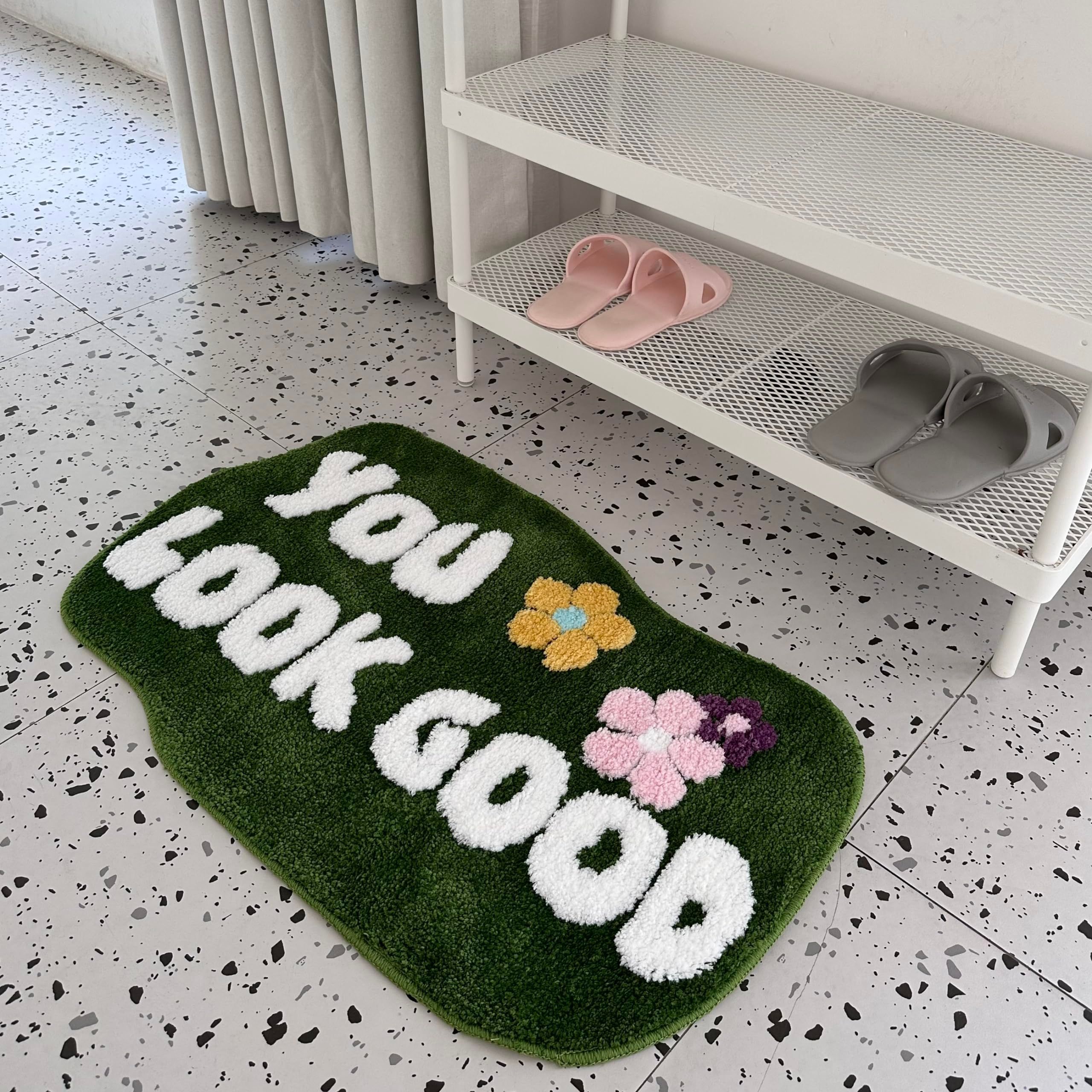 Bath Mat Green Bathroom Rugs Cute Funny Bathroom Decor Door Mat Microfiber view 2