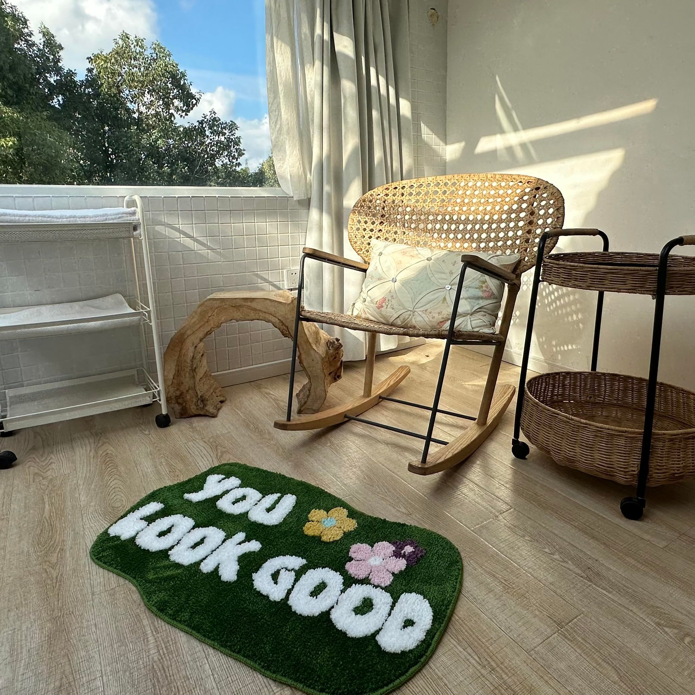 Bath Mat Green Bathroom Rugs Cute Funny Bathroom Decor Door Mat Microfiber view 3