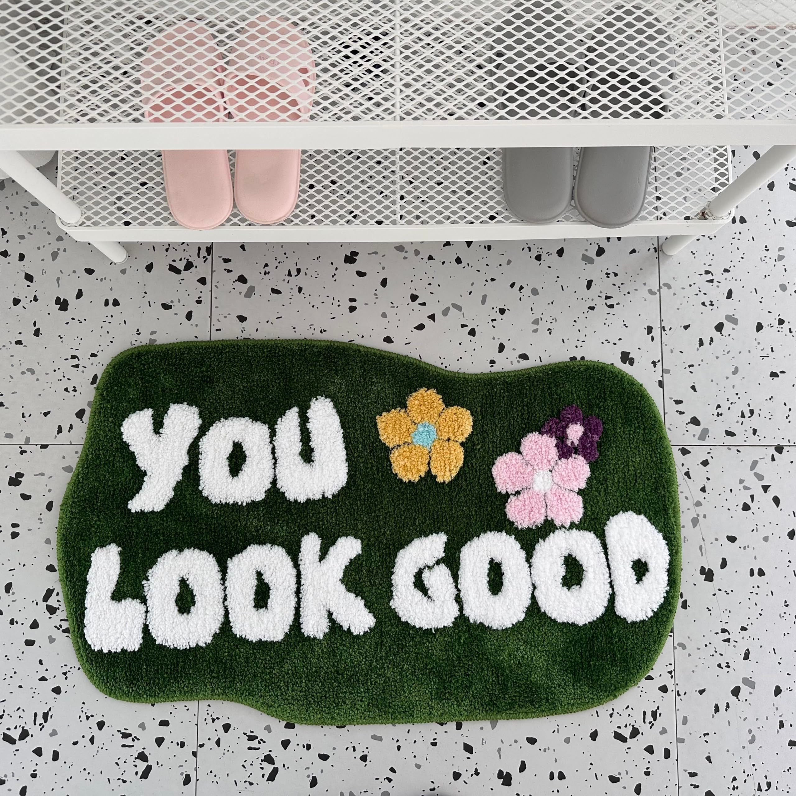 Bath Mat Green Bathroom Rugs Cute Funny Bathroom Decor Door Mat Microfiber view 4