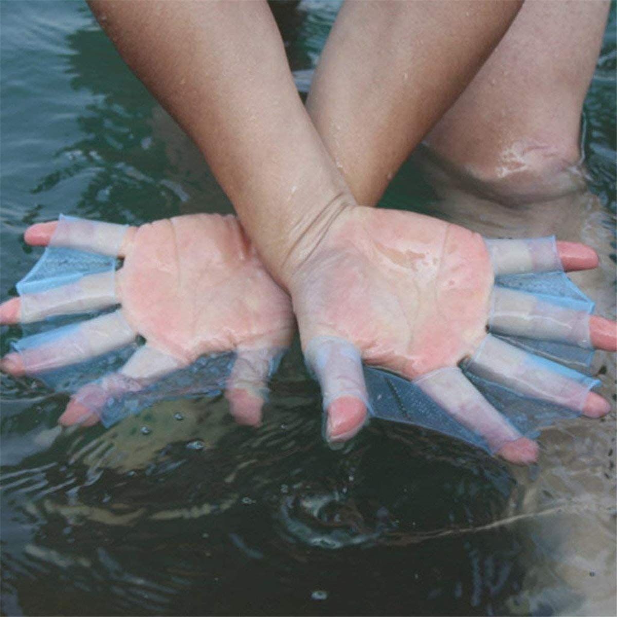 3 Pair Silicone Swimming Gloves Finger Frog Type Webbed Aquatic Training Water view 4