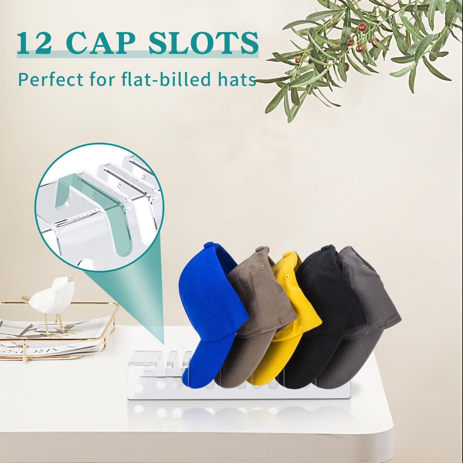 Acrylic Hat storage for Baseball Caps 2 Pack-Hat Holder for 24 Baseball Caps view 2