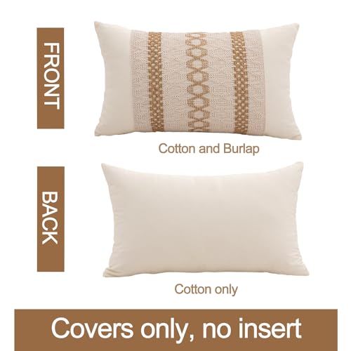 Lumbar Throw Pillow Covers 12 x 20 Inch for Farmhouse Living Room view 2