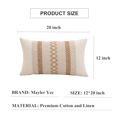 Lumbar Throw Pillow Covers 12 x 20 Inch for Farmhouse Living Room view 3