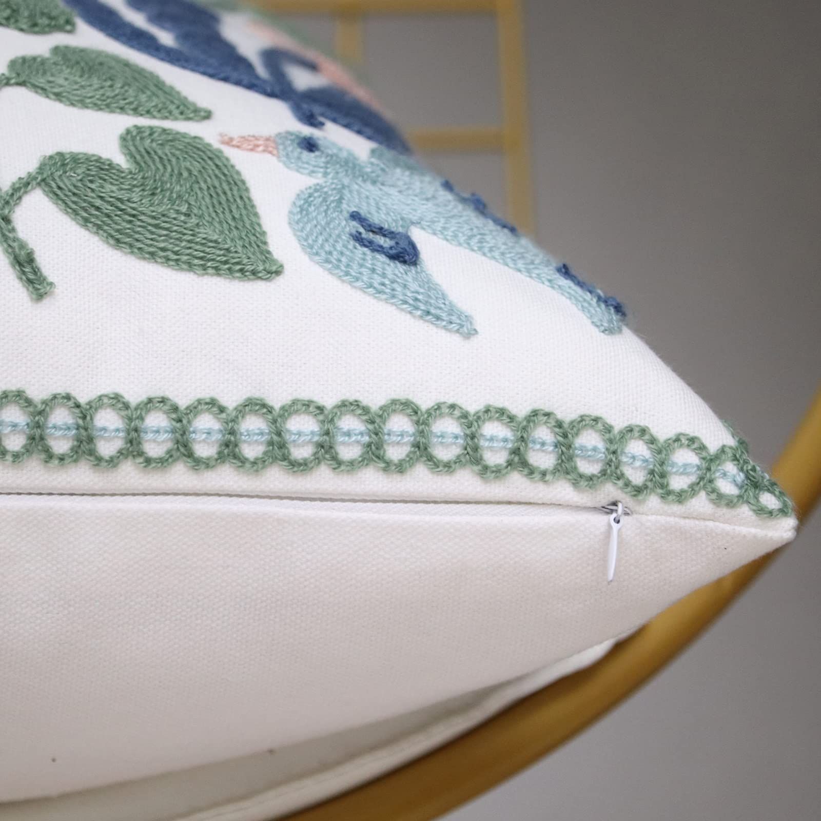 Pack of 2 Embroidered Decorative Throw Pillow Cover 18x18 Inch Farmhouse view 5