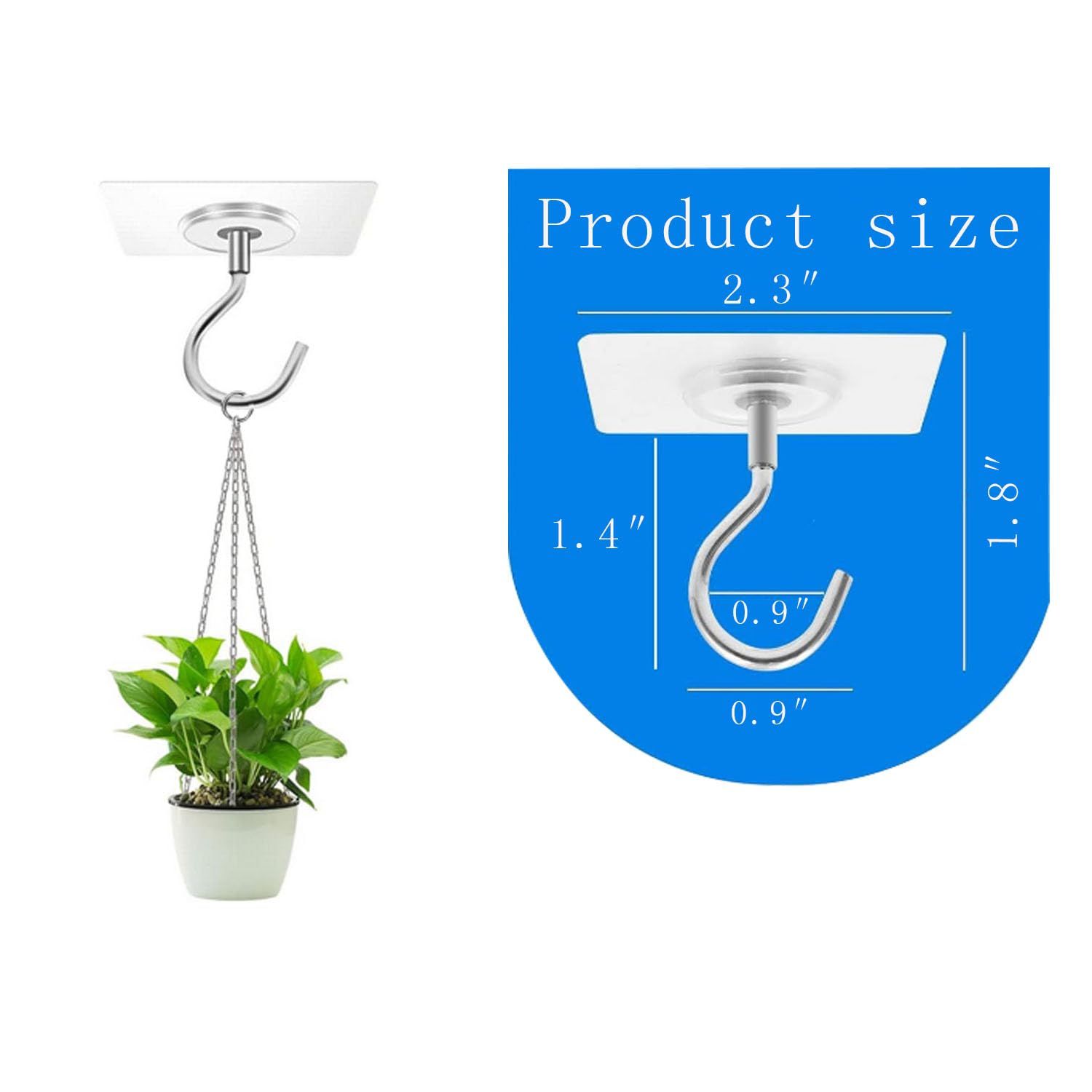 No Hole Adhesive Ceiling Hooks Stainless Steel PVC Ceiling Hooks Waterproof view 3