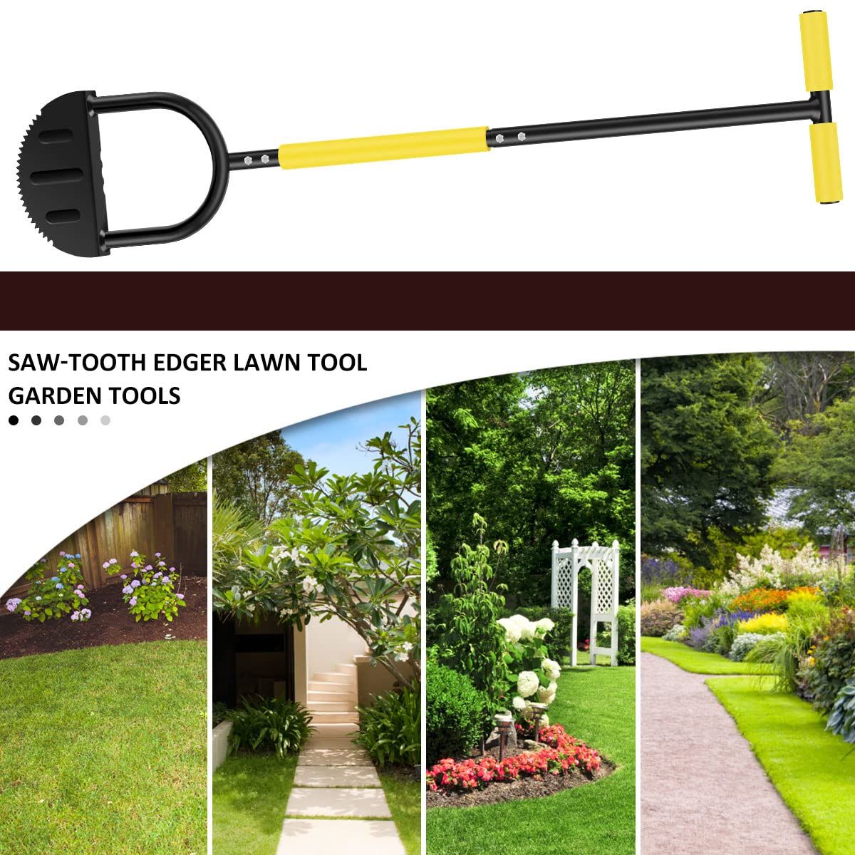 Edger Lawn Tool Garden Edger Half Moon Saw-Tooth Hand Edger Ergonomic Manual view 5