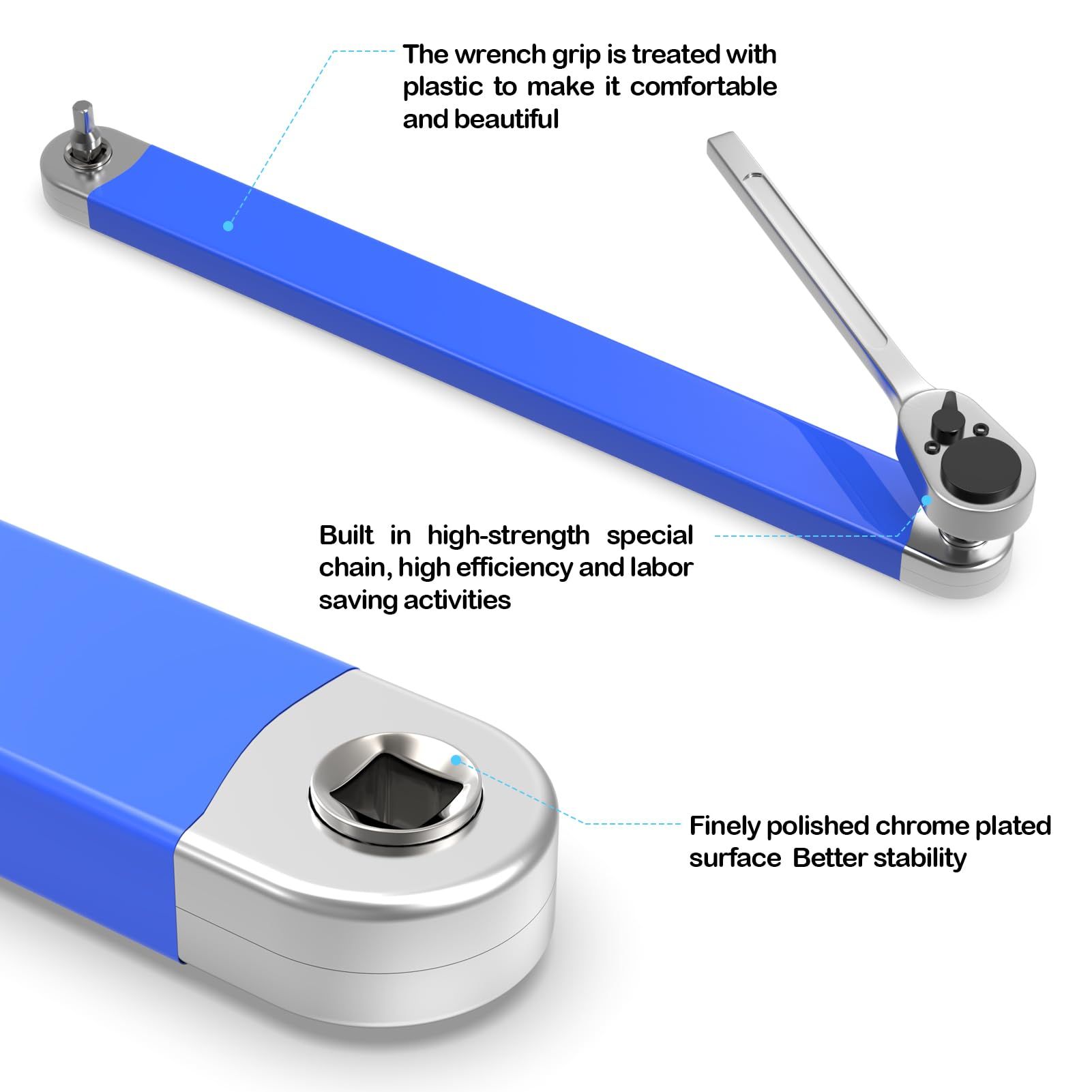 Offset Extension Wrench, Tight Reach Extension Wrench, with 1/2",1/4" and 3/8" view 2