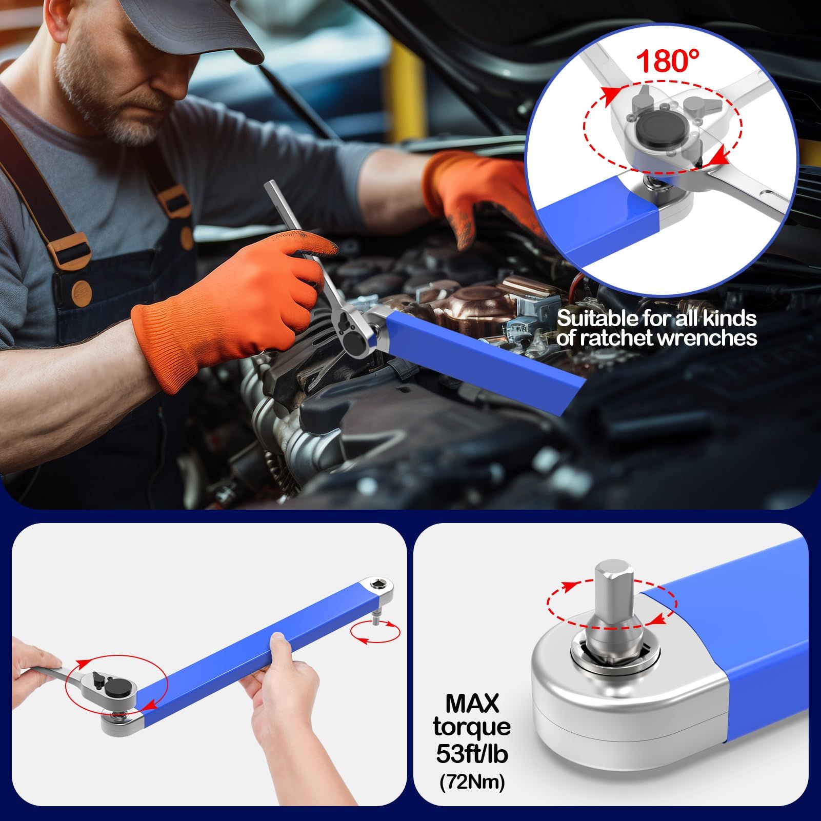 Offset Extension Wrench, Tight Reach Extension Wrench, with 1/2",1/4" and 3/8" view 4