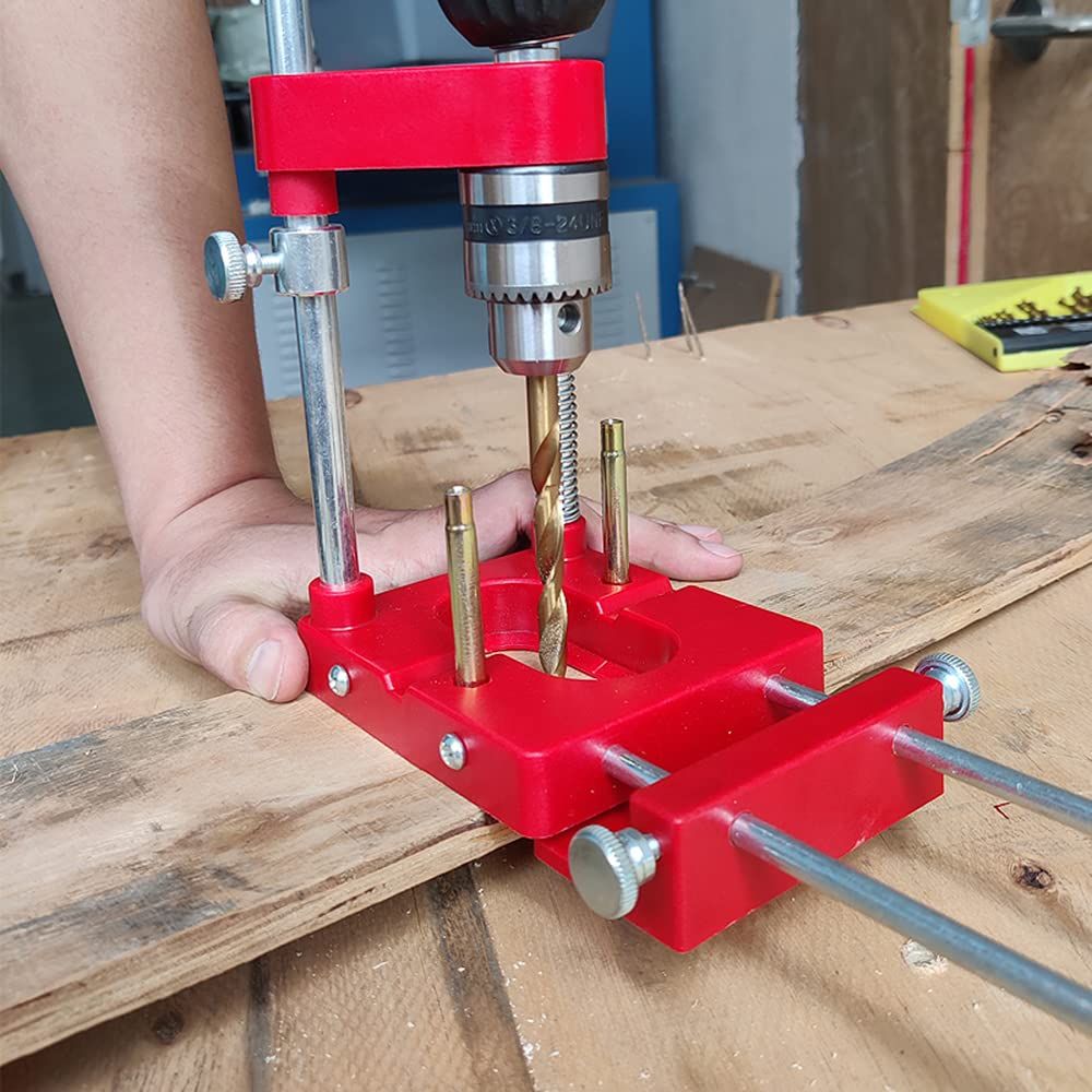 Red Convenient Drilling Locator Cabinet Hardware Woodworking Drilling Precise view 4