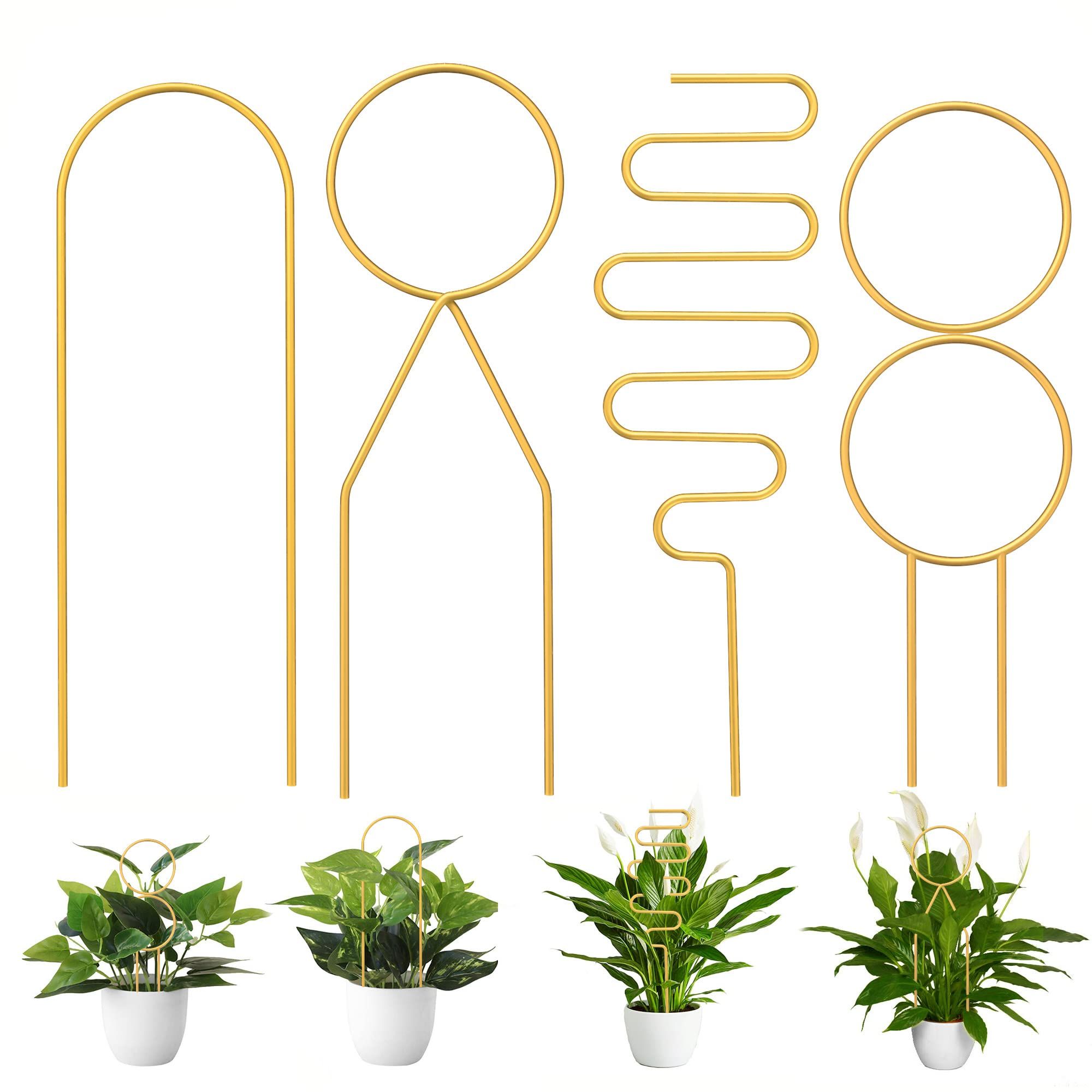 4 Pcs Small Metal Trellis for Potted Plants