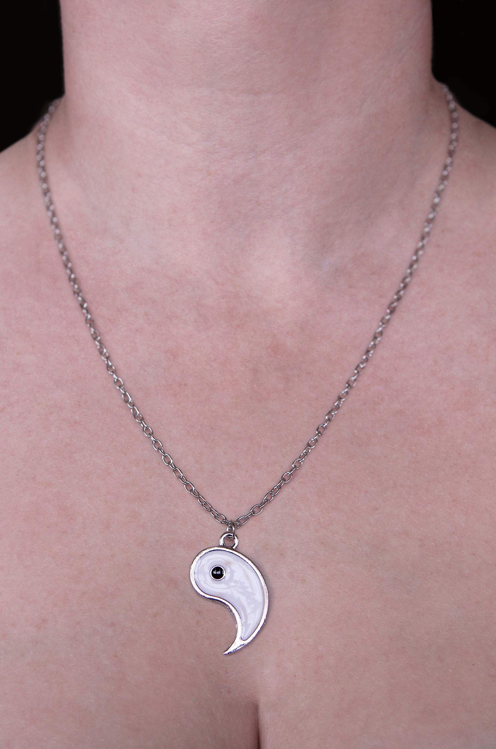 Enamel Yin Yang Charm Chain Necklace Set For 2 view 5