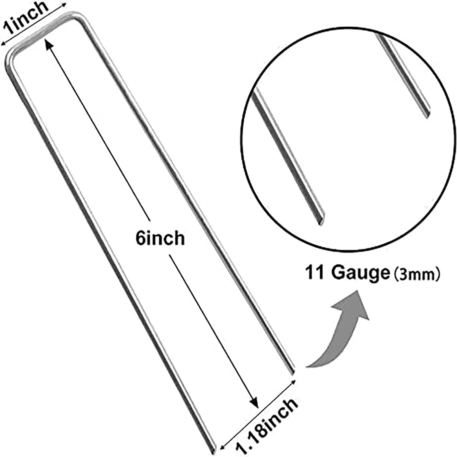 60 Packs 6 Inches Heavy Duty 11 Gauge Galvanized Steel Garden Stakes Staples view 2